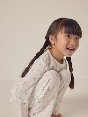 The White Company Relaxed Fit 100% Cotton Pointelle Heart Floral White Pyjamas - Image 3 of 6