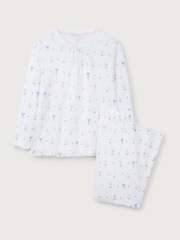The White Company Relaxed Fit 100% Cotton Pointelle Heart Floral White Pyjamas - Image 5 of 6