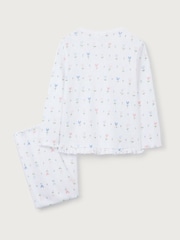 The White Company Relaxed Fit 100% Cotton Pointelle Heart Floral White Pyjamas - Image 6 of 6