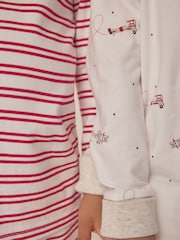 The White Company Slim Fit 100% Cotton Plane And Stripe White Pyjamas Set Of 2 - صورة 4 من 6