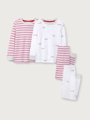 The White Company Slim Fit 100% Cotton Plane And Stripe White Pyjamas Set Of 2 - صورة 5 من 6