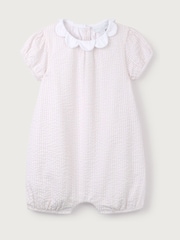 The White Company Baby Pink 100% Cotton Stripe Seersucker Petal Collar Shorts - Image 5 of 6