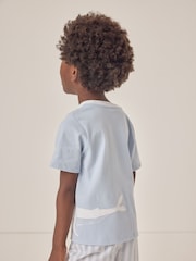The White Company Blue Relaxed Fit 100% Cotton Whale Embroidered Shortie Pyjamas - Image 2 of 6