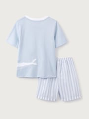 The White Company Blue Relaxed Fit 100% Cotton Whale Embroidered Shortie Pyjamas - Image 6 of 6