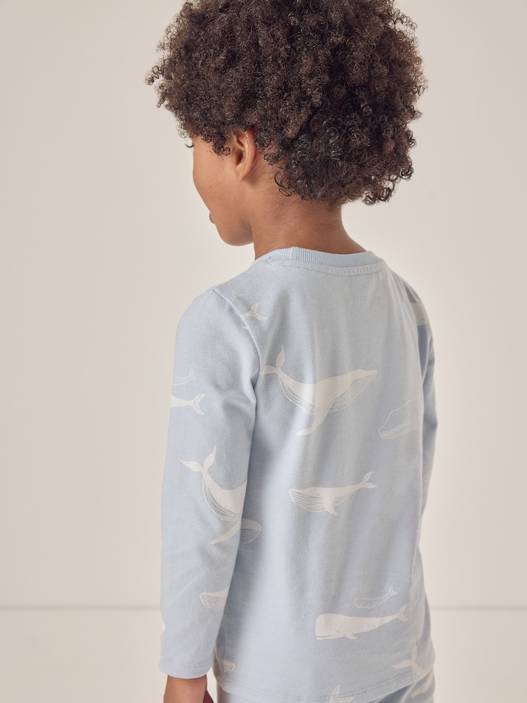 The White Company Blue 100% Cotton Whale Relaxed Fit Pyjamas - Image 2 of 6
