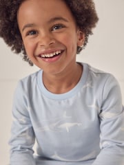 The White Company Blue 100% Cotton Whale Relaxed Fit Pyjamas - Image 3 of 6
