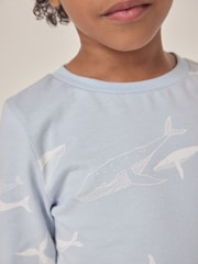 The White Company Blue 100% Cotton Whale Relaxed Fit Pyjamas - Image 4 of 6