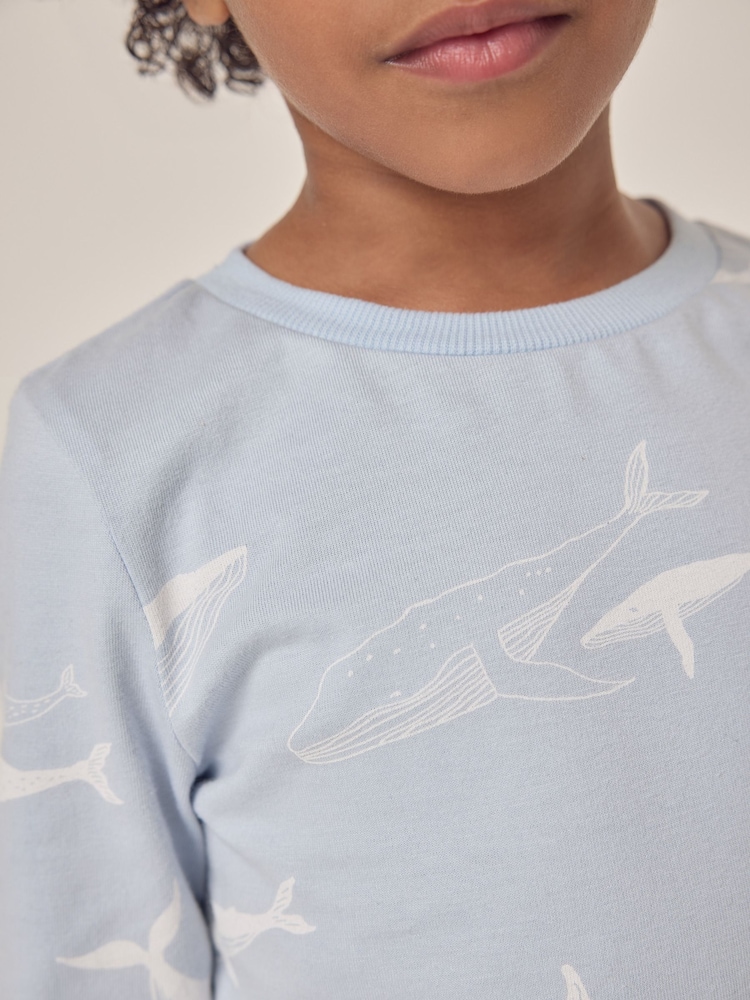 The White Company Blue 100% Cotton Whale Relaxed Fit Pyjamas - Image 4 of 6