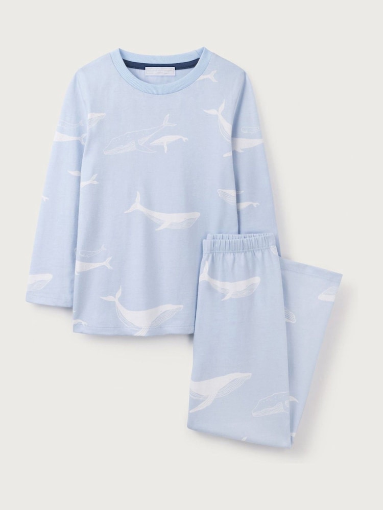 The White Company Blue 100% Cotton Whale Relaxed Fit Pyjamas - Image 5 of 6