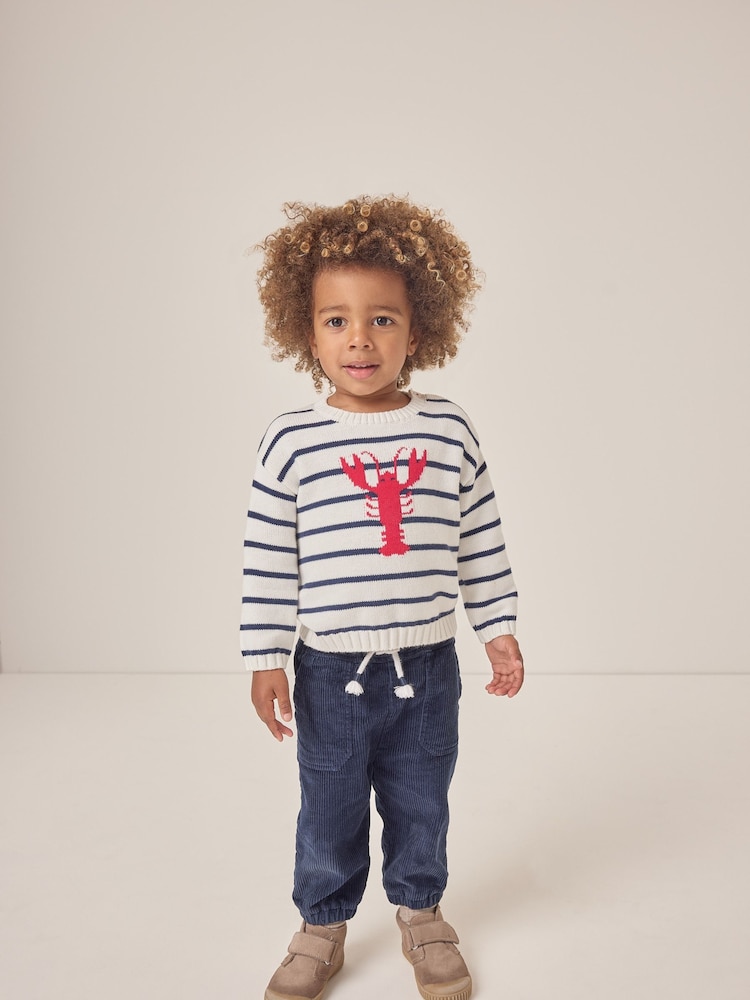 The White Company Blue 100% Cotton Lobster Stripe Jumper - Image 2 of 10
