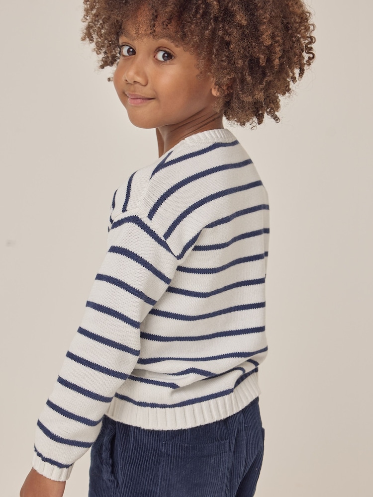 The White Company Blue 100% Cotton Lobster Stripe Jumper - Image 4 of 10