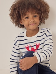 The White Company Blue 100% Cotton Lobster Stripe Jumper - Image 5 of 10