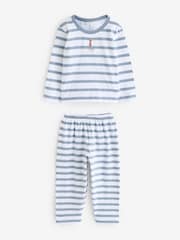 The White Company 100% Organic Cotton  Relaxed Fit Lighthouse And Stripe White Pyjamas Set Of 2 - Image 2 of 3