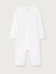 The White Company 100% Cotton Pointelle Love Bud Wrap White Sleepsuit - Image 1 of 2