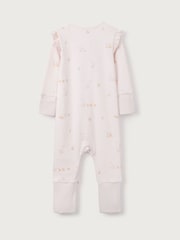 The White Company Pink 100% Cotton Puddle Ducks Frill Sleeve Sleepsuit - Image 6 of 6