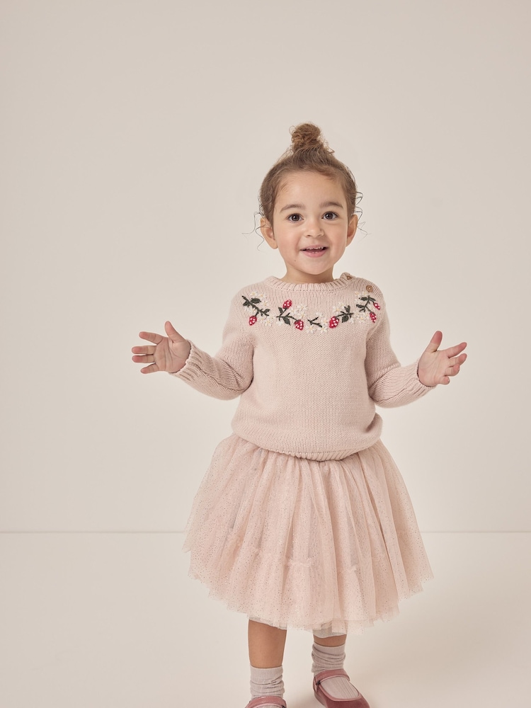 The White Company Pink Wool Strawberry Embroidered Jumper - Image 1 of 10