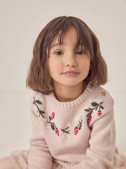 The White Company Pink Wool Strawberry Embroidered Jumper - Image 5 of 10
