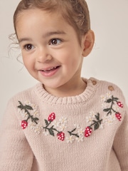 The White Company Pink Wool Strawberry Embroidered Jumper - Image 6 of 10
