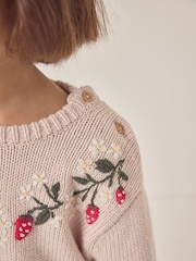 The White Company Pink Wool Strawberry Embroidered Jumper - Image 7 of 10
