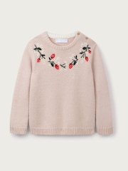The White Company Pink Wool Strawberry Embroidered Jumper - Image 9 of 10