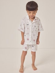 The White Company Relaxed Fit 100% Cotton London Shortie Traditional White Pyjamas - Image 1 of 6