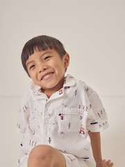 The White Company Relaxed Fit 100% Cotton London Shortie Traditional White Pyjamas - Image 3 of 6