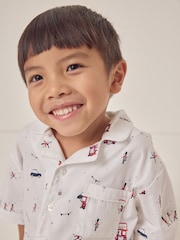 The White Company Relaxed Fit 100% Cotton London Shortie Traditional White Pyjamas - Image 4 of 6