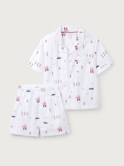 The White Company Relaxed Fit 100% Cotton London Shortie Traditional White Pyjamas - Image 5 of 6