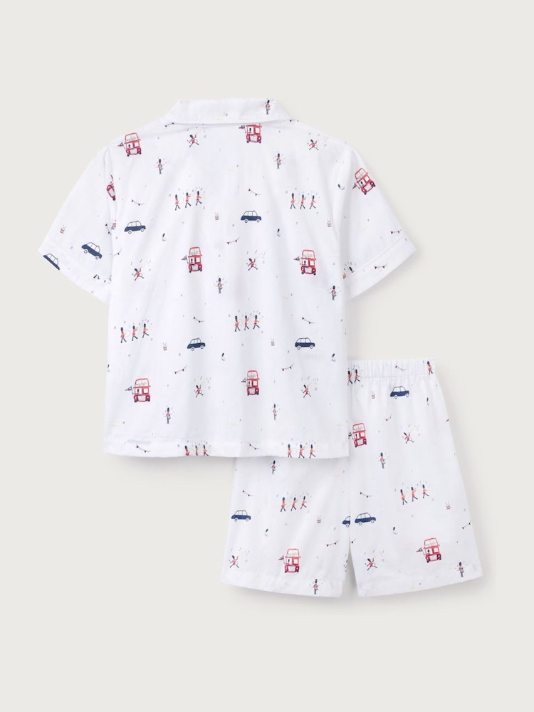 The White Company Relaxed Fit 100% Cotton London Shortie Traditional White Pyjamas - Image 6 of 6