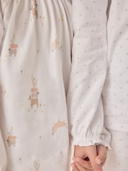 The White Company 100% Cotton Animals Prints And Polka Dot Relaxed Fit White Pyjamas Set Of 2 - Image 4 of 4
