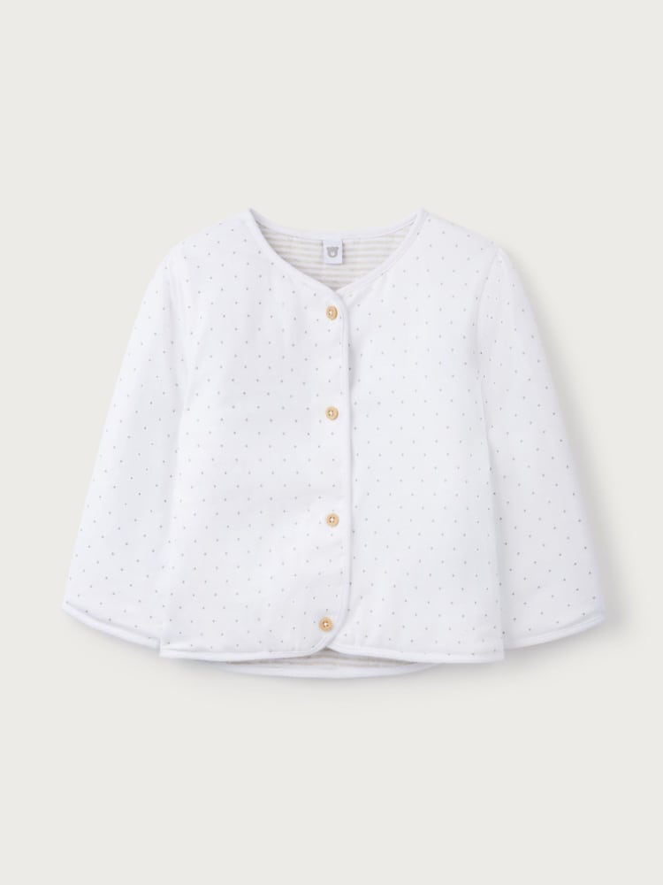 The White Company 100% Cotton Stripe And Star Reversible Quilted White Jacket - صورة 1 من 2