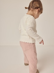 The White Company 100% Cotton Crochet Flower Cream Cardigan - Image 2 of 6