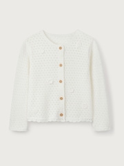 The White Company 100% Cotton Crochet Flower Cream Cardigan - Image 5 of 6