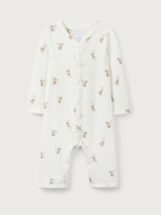 The White Company 100% Organic Cotton Monkey Waffle White Sleepsuit - Imagen 5 de 6