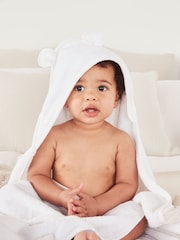 The White Company 100% Cotton Hydro Bear Hooded White Towel - Imagen 1 de 3