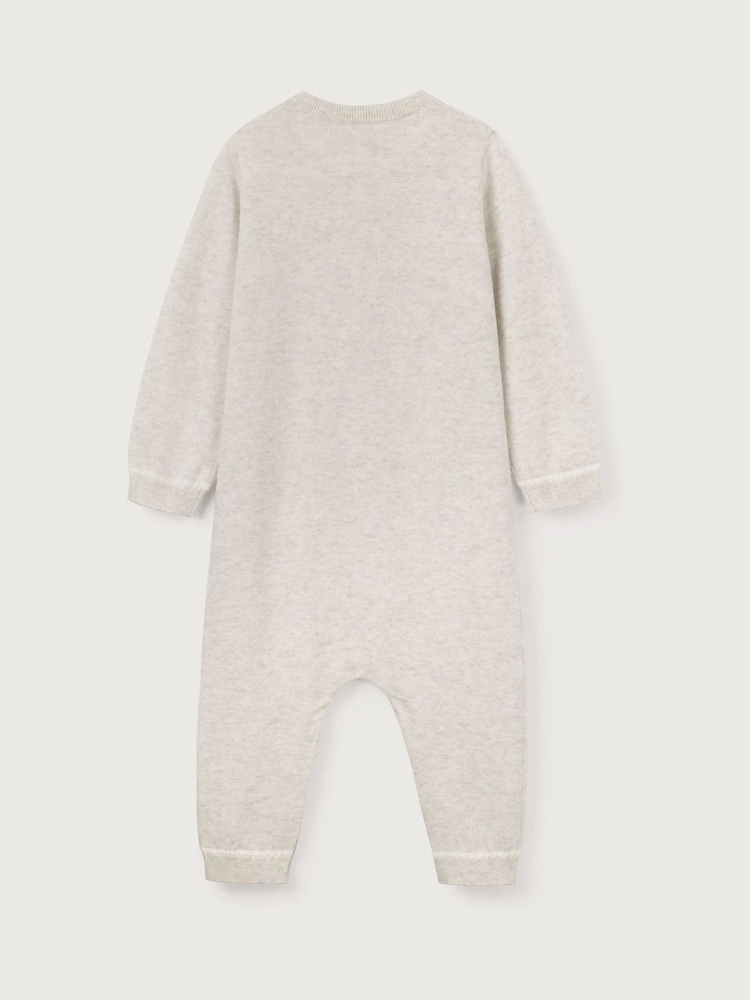 The White Company Grey 100% Organic Cotton Bunny Pom Knitted Romper - Image 7 of 7