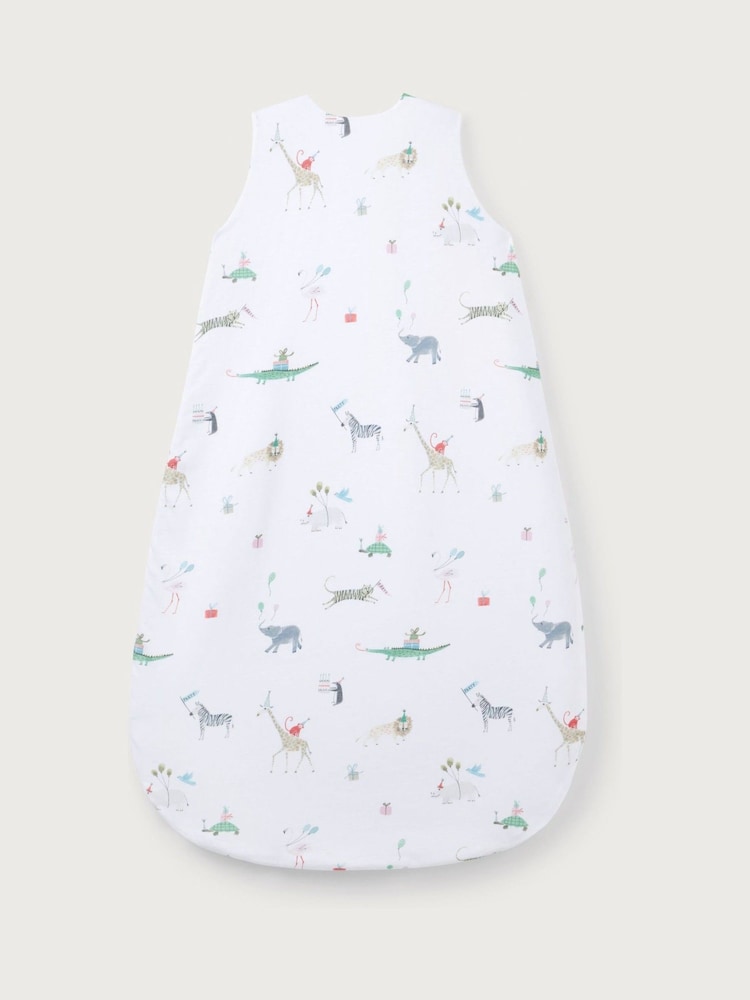 The White Company Party Animals Print Reversible White Sleeping Bag 2.5 Tog - Image 6 of 6