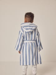 The White Company Blue 100% Cotton Wide Stripe Towelling Robe - Image 2 of 6