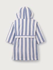 The White Company Blue 100% Cotton Wide Stripe Towelling Robe - Image 6 of 6