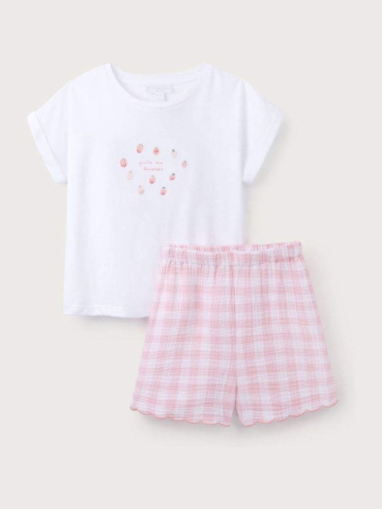 The White Company Relaxed Fit Pink You're The Sweetest Shortie Pyjamas - Image 5 of 6