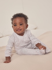 The White Company 100%  Cotton Spring Berries Frill Wrap White Sleepsuit - Image 1 of 5