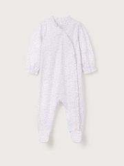 The White Company 100%  Cotton Spring Berries Frill Wrap White Sleepsuit - Image 4 of 5