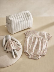 The White Company 100% Cotton Petunia Floral My 1St Outfit & Toy Gift White Set - Image 1 of 3