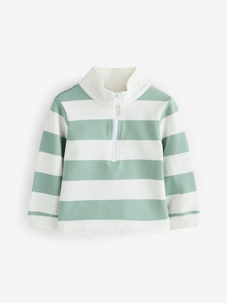 The White Company Green 100% Cotton Stripe Rugby Top - Image 1 of 1