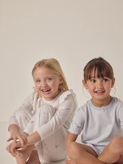 The White Company Slim Fit 100% Cotton Butterfly And Stripe White Pyjamas Set Of 2 - صورة 3 من 6