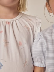 The White Company Slim Fit 100% Cotton Butterfly And Stripe White Pyjamas Set Of 2 - صورة 4 من 6