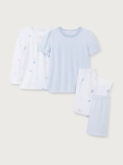 The White Company Slim Fit 100% Cotton Butterfly And Stripe White Pyjamas Set Of 2 - صورة 5 من 6