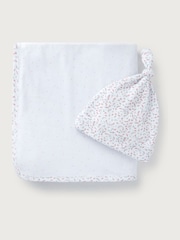 The White Company 100% Cotton Spring Berries Reversible White Blanket And Hat Set - Image 2 of 2