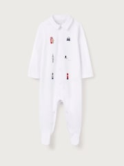 The White Company Sightseeing London Embroidered White Sleepsuit - Image 1 of 2
