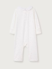 The White Company 100% Cotton Ottile Floral Lace Collar Pointelle White Sleepsuit - Image 2 of 2